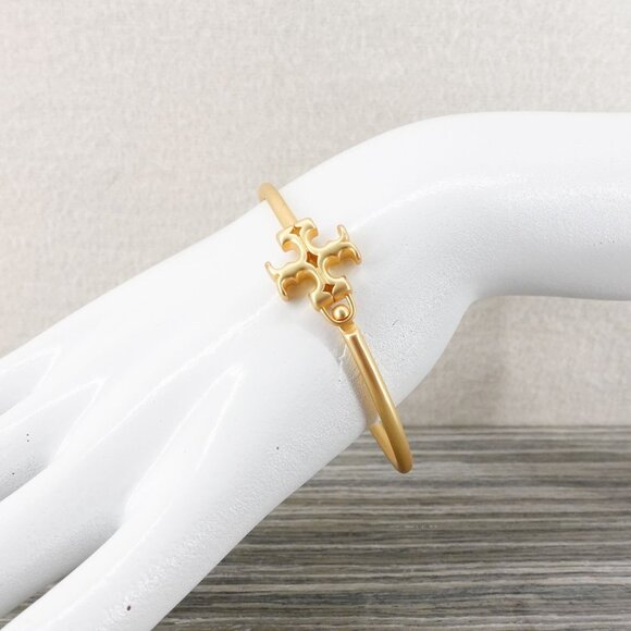 Tory Burch Eleanor Hinged Cuff Bracelet Gold OS - Picture 12 of 12